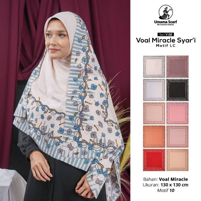 Hijab segiempat Voal Miracle Syar'i motif 8