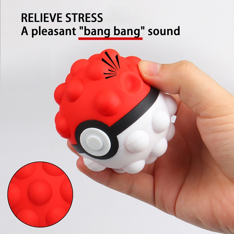 Baru Antistress Pop It Rainbow Ball Push Bubble Pokeball Fidget Toys Dekompresi Pencet 3d Elastis Anak Pokémon Game