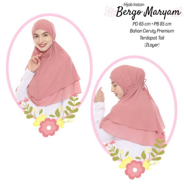 HIJAB / JILBAB KHIMAR INSTAN BERGO MARYAM - BAHAN CERUTY PREMIUM