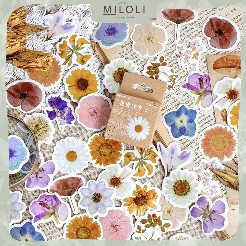 

[MILOLI] 46 Pcs FLOWER Deco Sticker Planner DIY Scrapbook Stiker Bunga Dekor Kotak - B0030