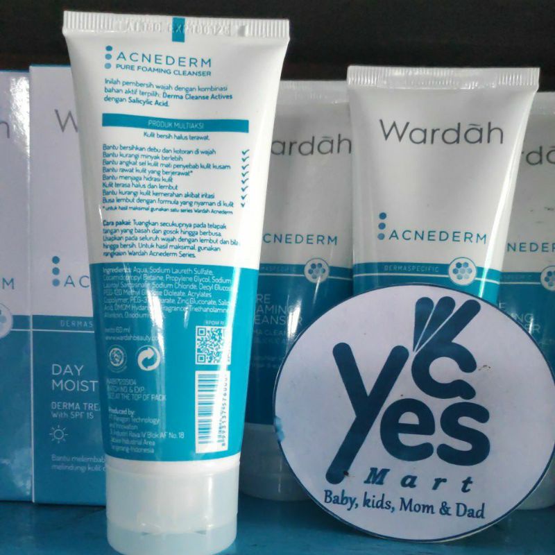 Wardah Acne Acnederm Pure Foaming Cleanser 60 ml Salicylic Acid Sabun pembersih muka Bersihkan kotoran Minyak wajah kulit jerawat kemerahan