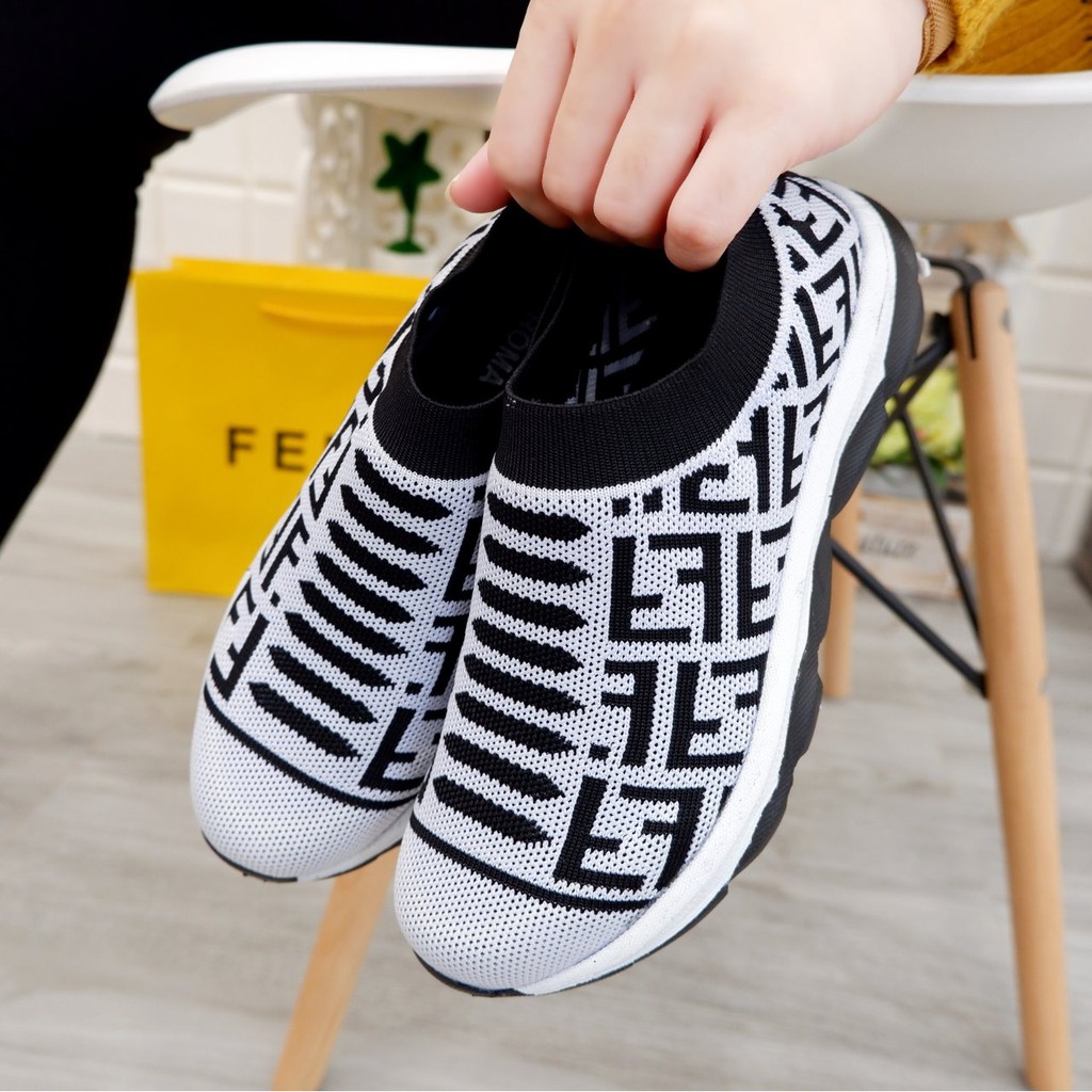 FENDI JACQUARD MESH SLIPON SNEAKERS / 502159