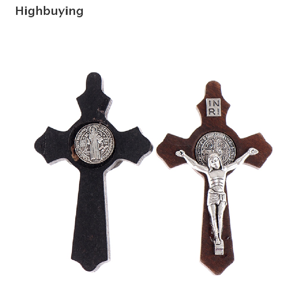 Ornamen Salib Yesus Bahan Kayu Untuk Perhiasan Kalung Glory