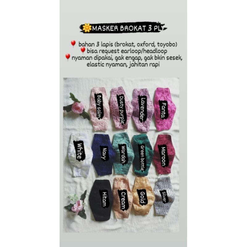 masker kain hijab/masker kain brokat/masker kain 3 lapis