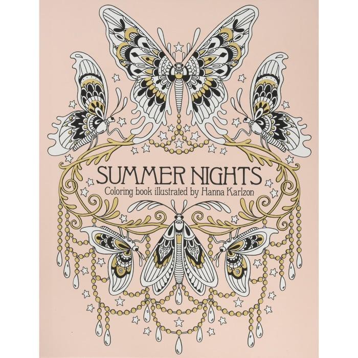 ( Buku Import ) Summer Nights Adult Coloring Book by Hanna Karlzon Buku Impor