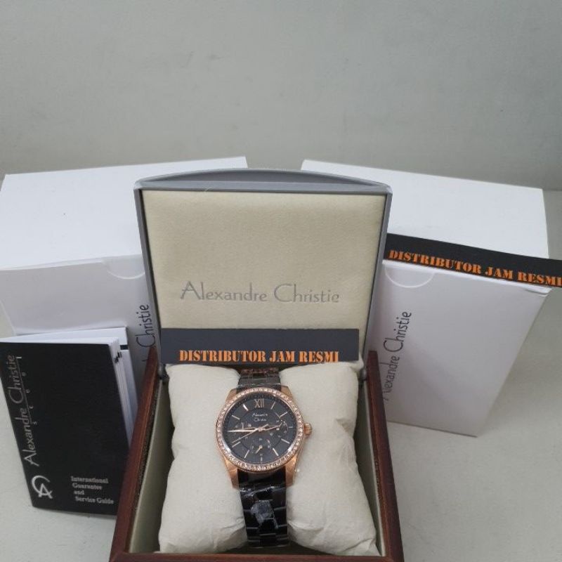 Jam Tangan Wanita Alexandre Christie AC2827BF AC 2827 BF AC2827 BF AC 2827BF Black Rose Gold