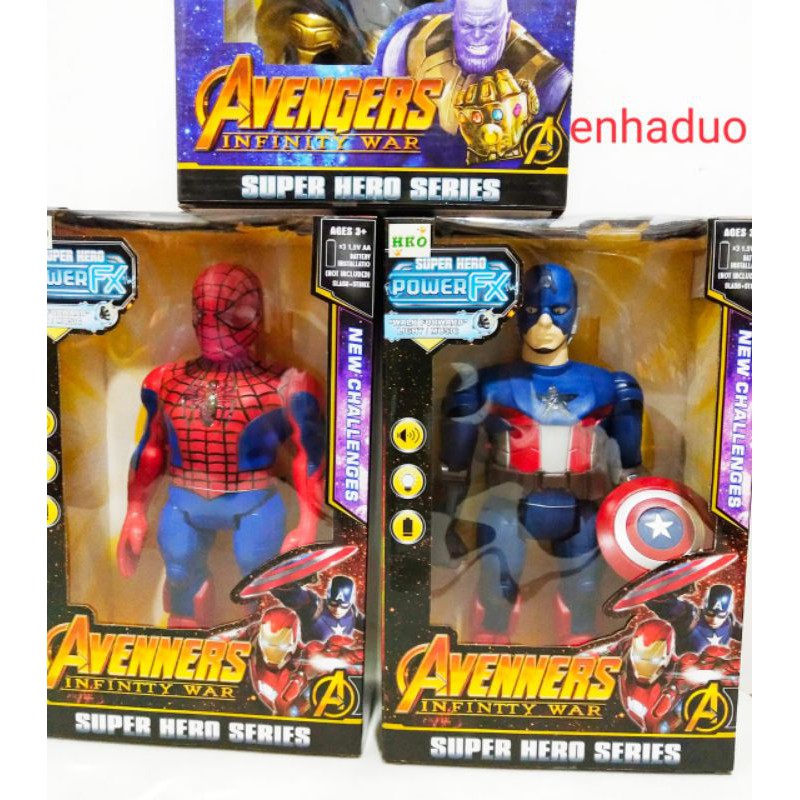 mainan spiderman kapten america thanos bisa jalan bersuara ada lampu