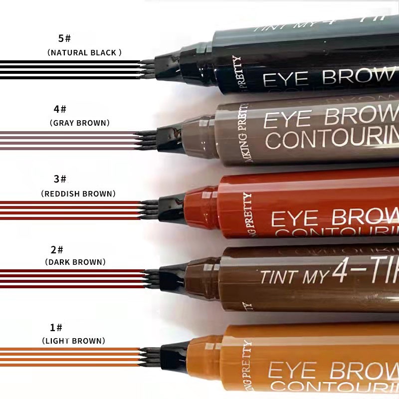 (COD) ready Anti Air Dan Tahan Lama Pensil Alis Tint My 4 Tip Waterproof  Eyebrow  Cetar