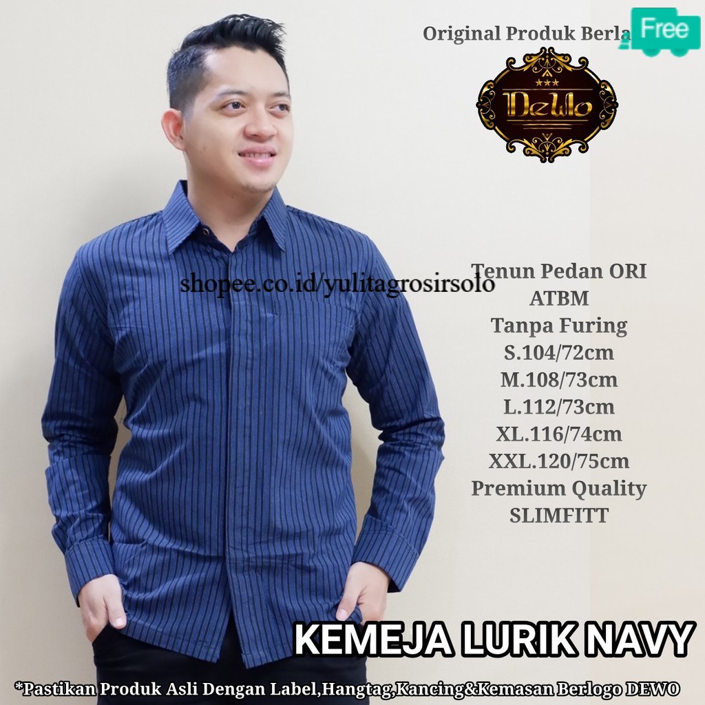 LURIK NAVY Baju Batik Jumbo Pria KAMPUS LENGAN PANJANG SOLO JUMBO XXXL BIG SIZE 7