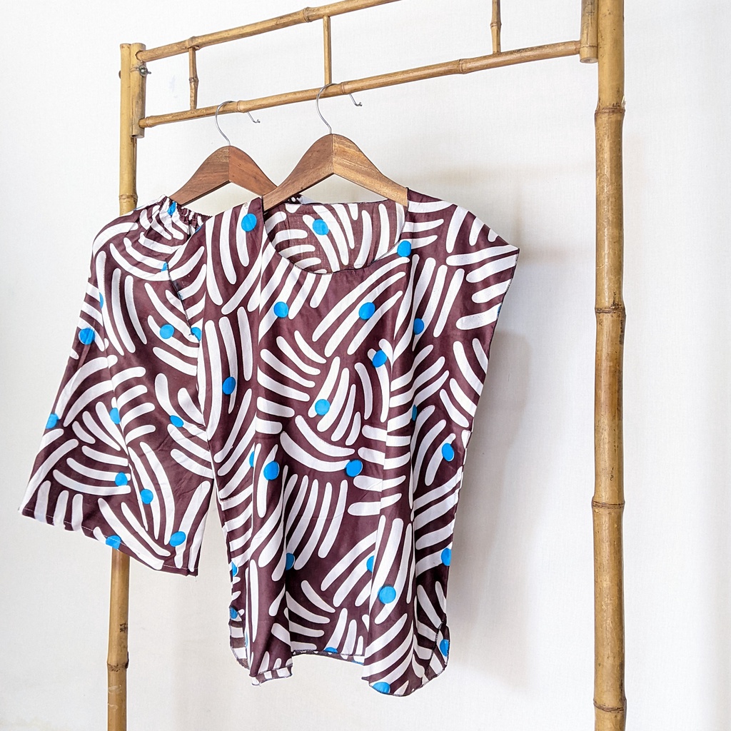 Baju Tidur Tanpa Lengan Piyama Krill Setelan Midi Homewear Homey Dress Baby Doll Dewasa Nyaman Di Rumah Santai WFH Rayon One Set Pajamas-Webbing Choco