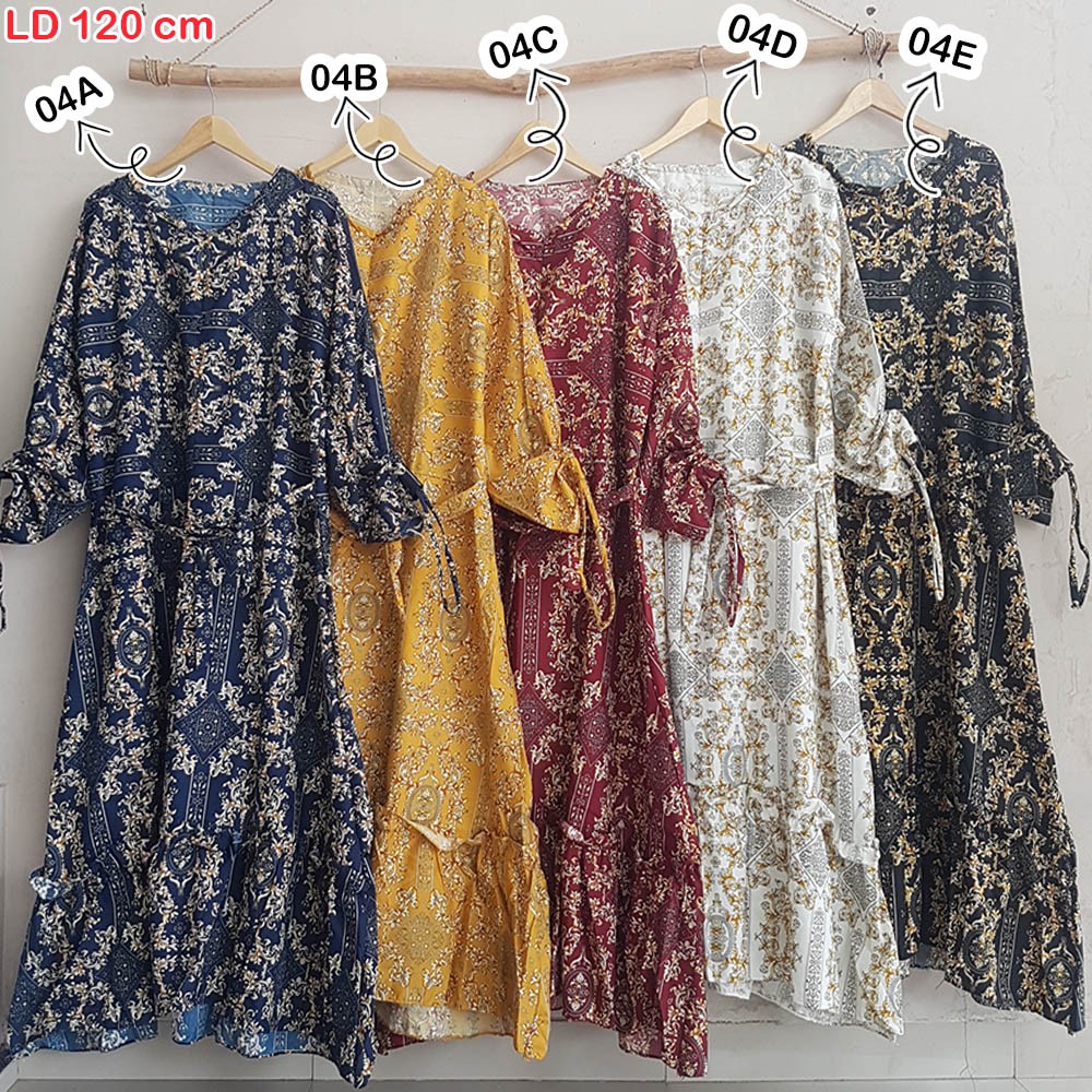 (I) LD 120 Size XXXL Gamis Katun Jepang Jumbo Motif Bunga, Etnik, Sultan, Vintage