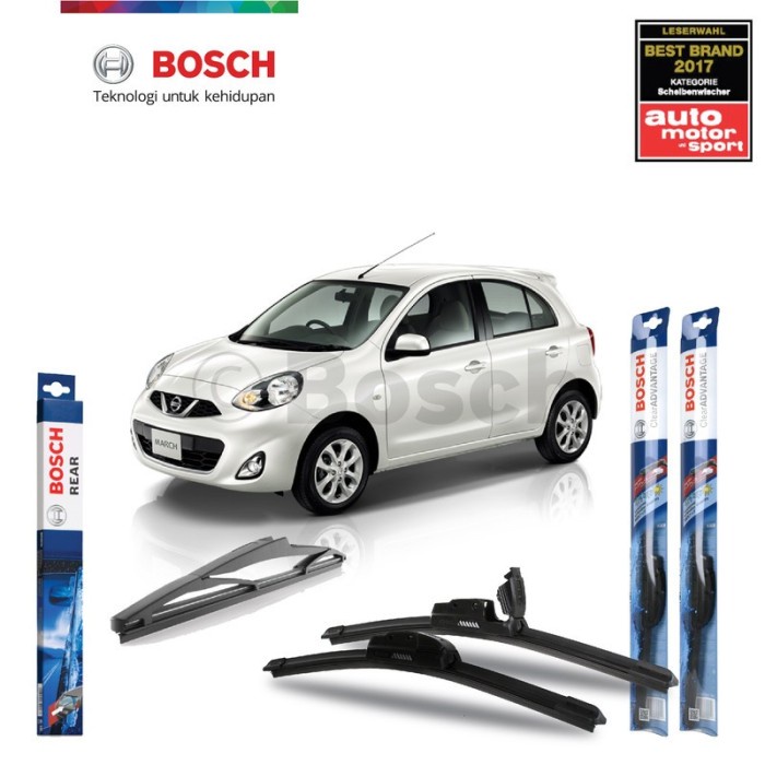 Wiper Depan Belakang Nissan March 2010-2019 Bosch Frameless Advantage