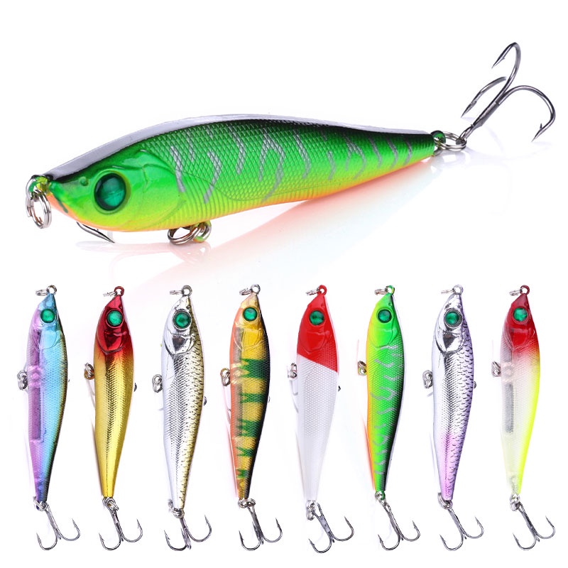 Hengjia 8PCS / Set Umpan Pancing Ikan Minnow Imitasi 85mm / 13.6g