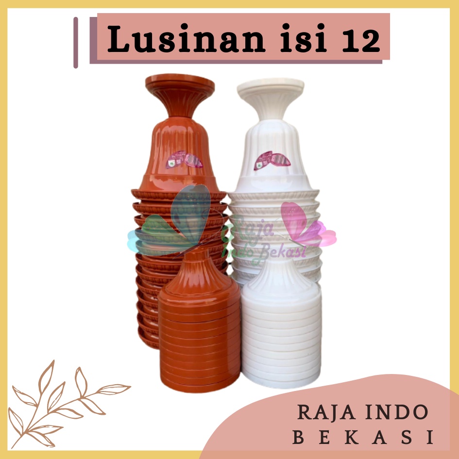 Pot Piala Green Leaf Feronia 6152 Putih Merah Bata Terracota Merah Coklat Pot Piala Tinggi Putih Plastik hitam pendek 50 - Pot bunga tanaman piala feronia putih 18cm - PIALA MINI 6152