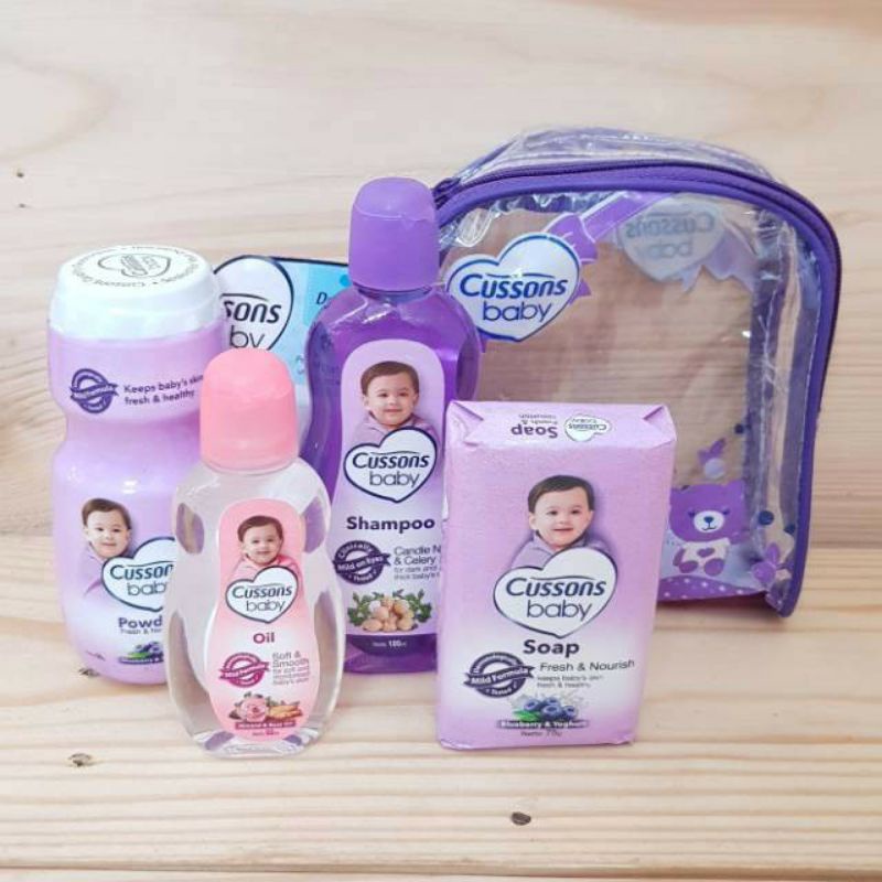 Cusson Baby Gift Bag mini / perlengkapan mandi bayi set / Gift Set Bayi/ Kado Bayi Set Bedak Bayi / sabun bayi-3
