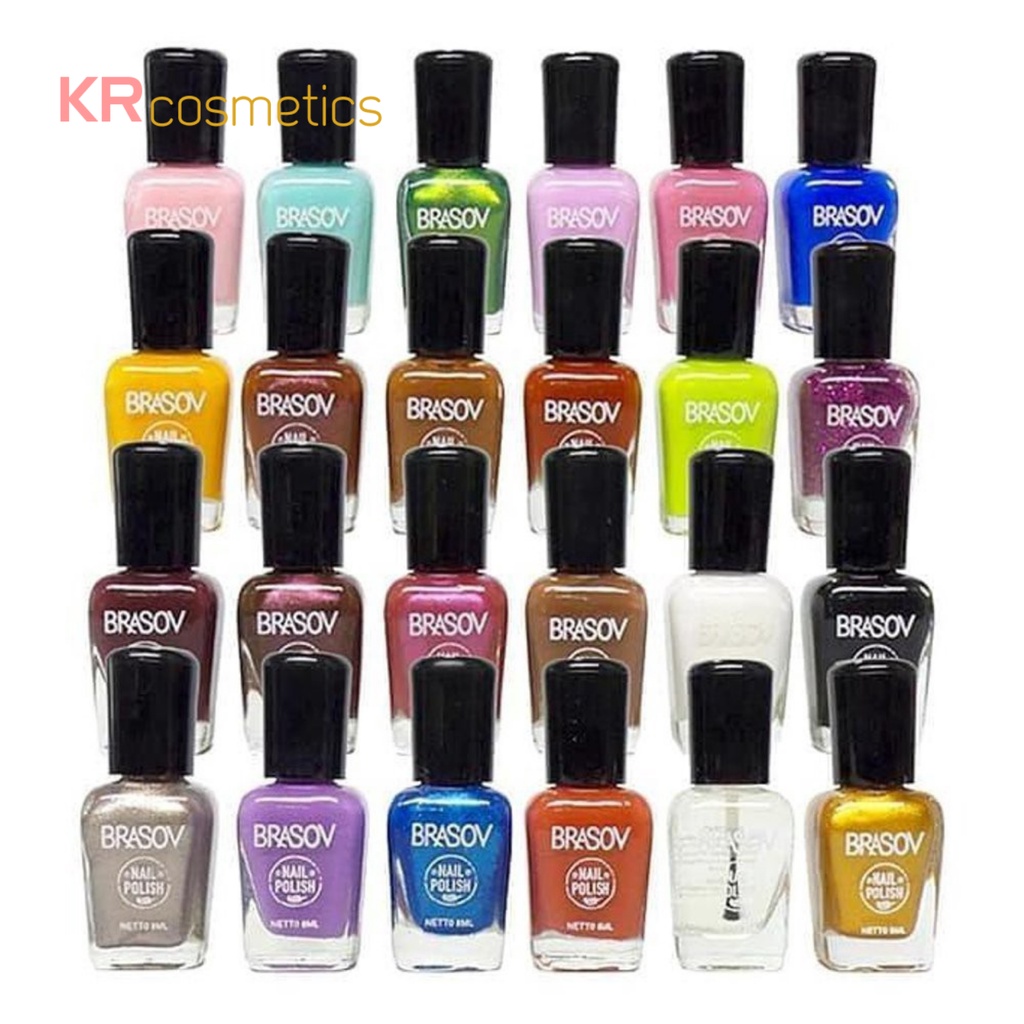 BRASOV Nail Polish Assorted Colours Nail Rainbow 24 warna 8 ml