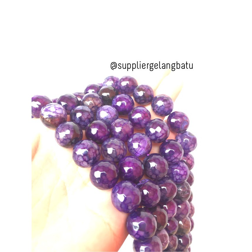 batu alam kecubung serat FACETED 14mm cutting amethys aksesoris craft amatis purple kesehatan alam