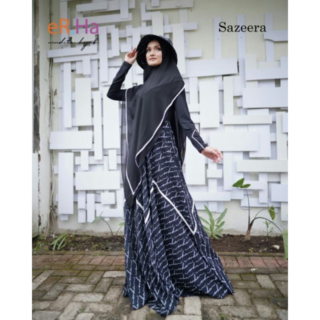 [ER.HA BY RINDITA HIJAB] GAMIS SYARI TERLARIS / DRESS SET PRINTING " SAZEERA " BY ERHA