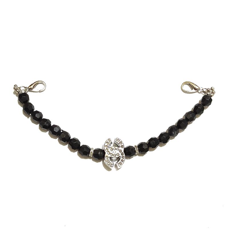 Konektor Masker Hijab Mask Connector Strap Extender Kylie Black Bold Crystal Diamond Zircon