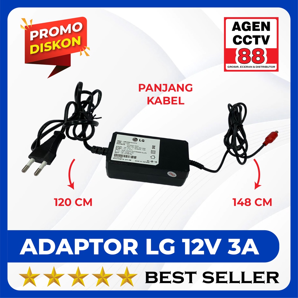 Adaptor Power Supply Merek Korea LG 12V 3A Murni 100%