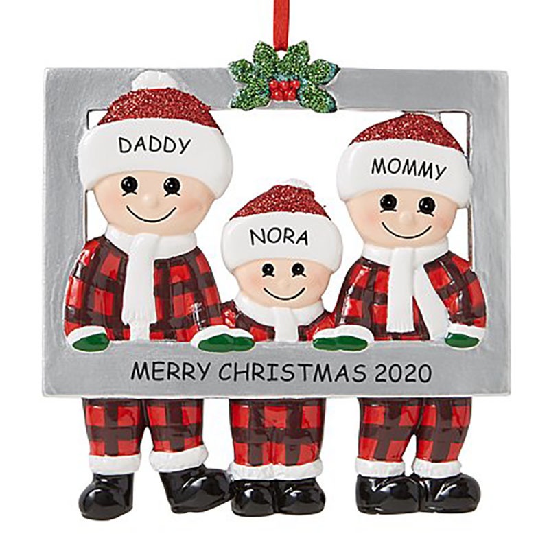 Ornamen Bingkai Foto Desain Santa Claus Family Untuk Dekorasi Pohon Natal