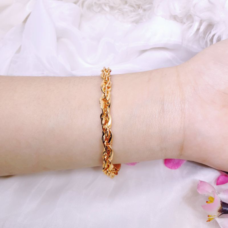 Gelang rantai polos plintir lapis mas 18cm