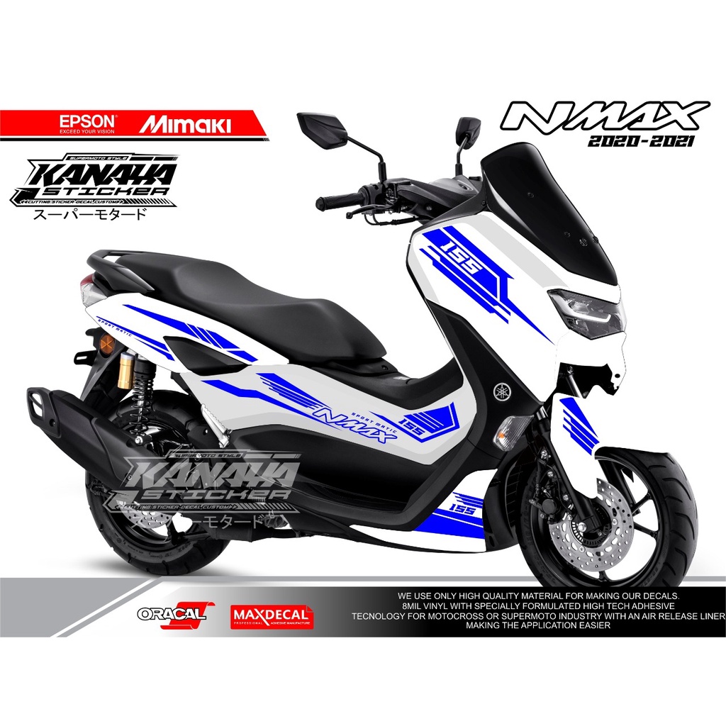 STRIPING NMAX PUTIH STICKER CUTTING NMAX NEW DESIGN KANAYA STICKER WARNA STICKER BIRU TUA
