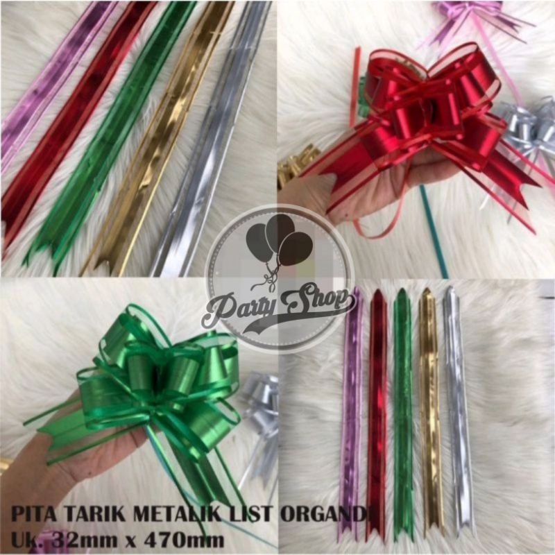 

10 Pcs Pita Tarik Metalik List Organdi / Pita Kado / Pita Jadi / Pita Parcel