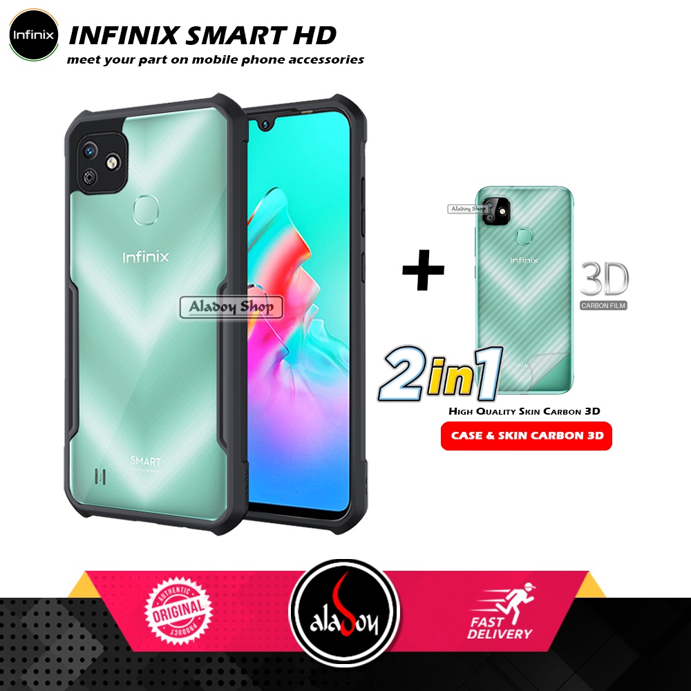 Case INFINIX SMART HD Armor Fusion Transparent Casing Free Skin Carbon 3D