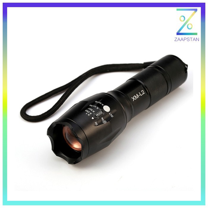 TaffLED Paket Tactical Flashlight Cree XM-L2 8000 Lumens + Baterai 186