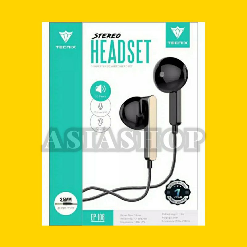Headset Earphone TECNIX EP-106 New