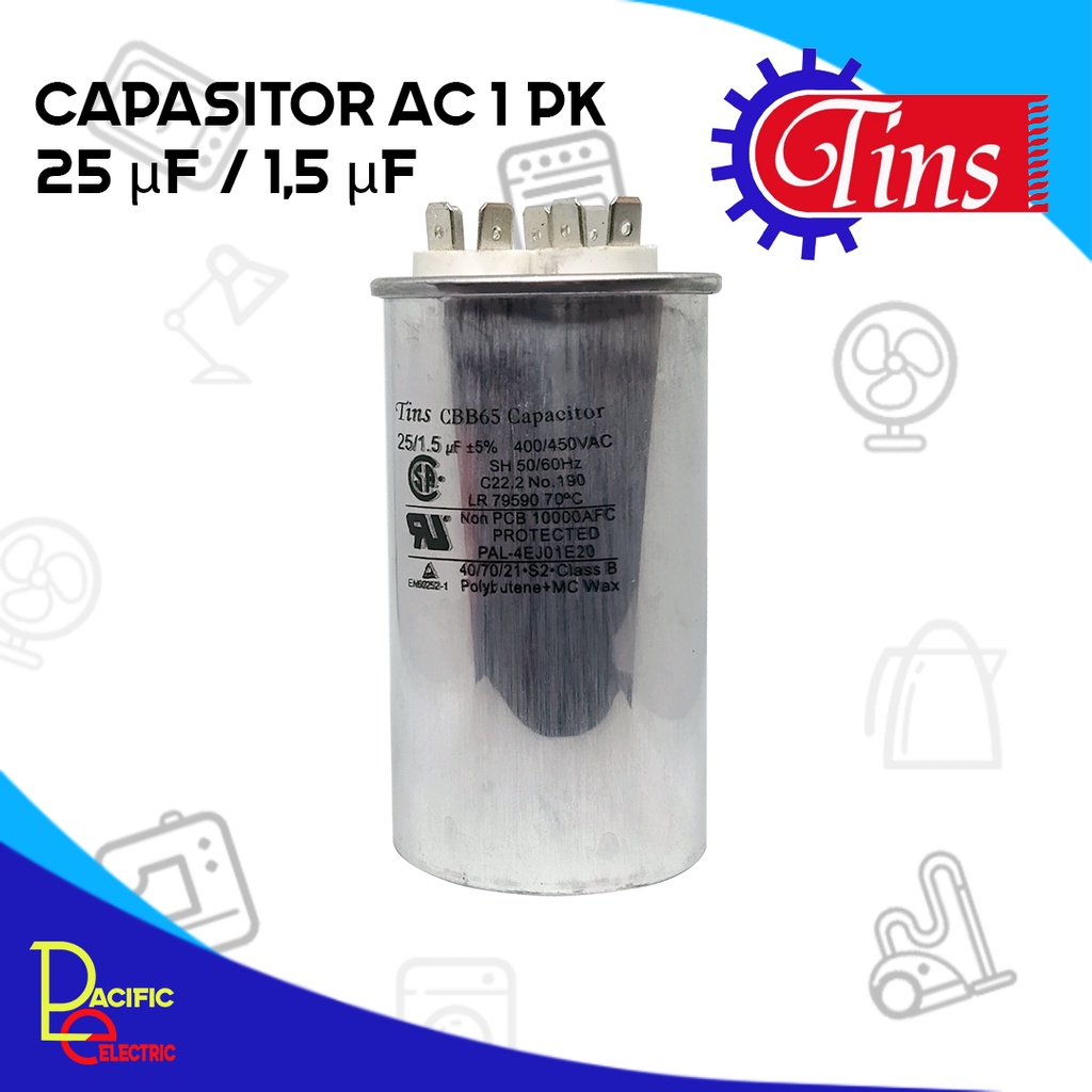 KAPASITOR AC PANASONIC 3 KAKI 25 UF + 1,5 UF UNTUK AC 1 PK BODY ALUMINIUM