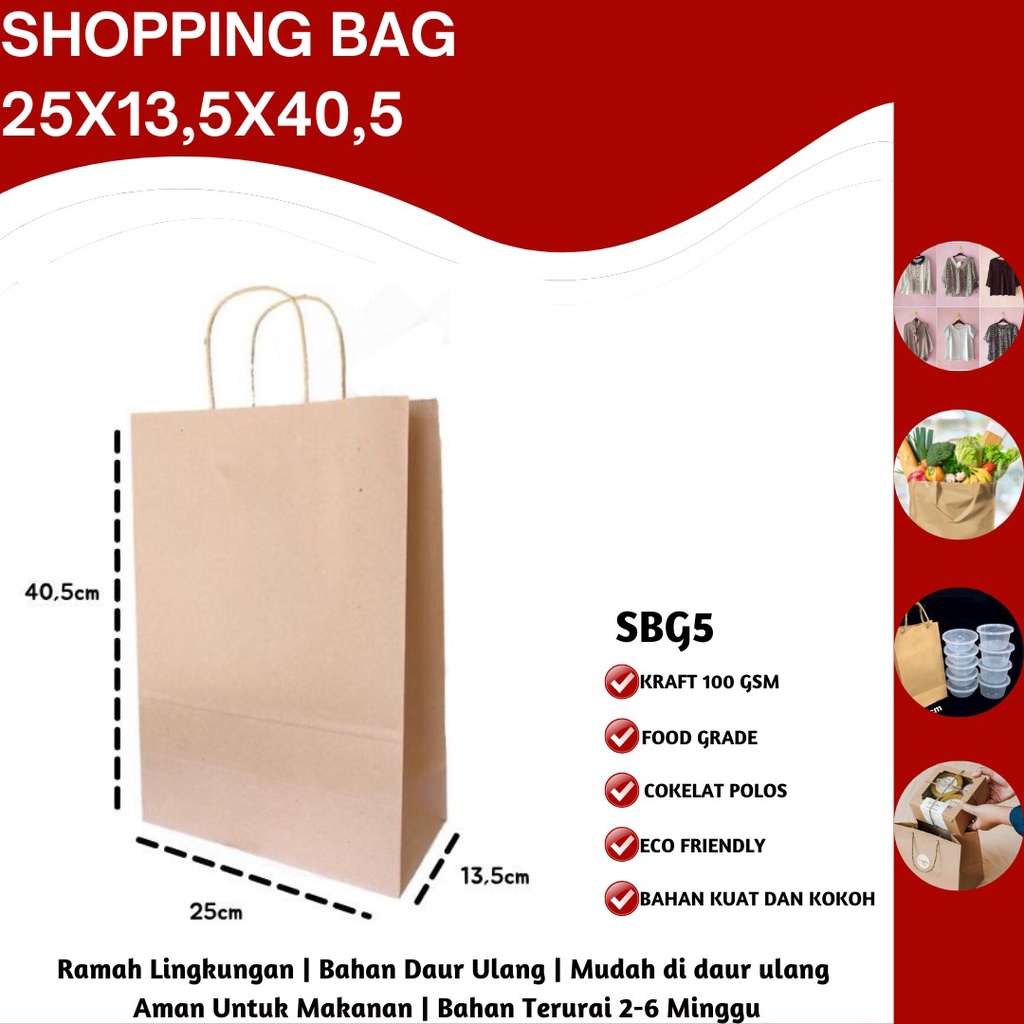 Tas Belanja Paper Bag Shopping Bag Kantung Belanja (SBG5-28X13.5X40.5 Cm)