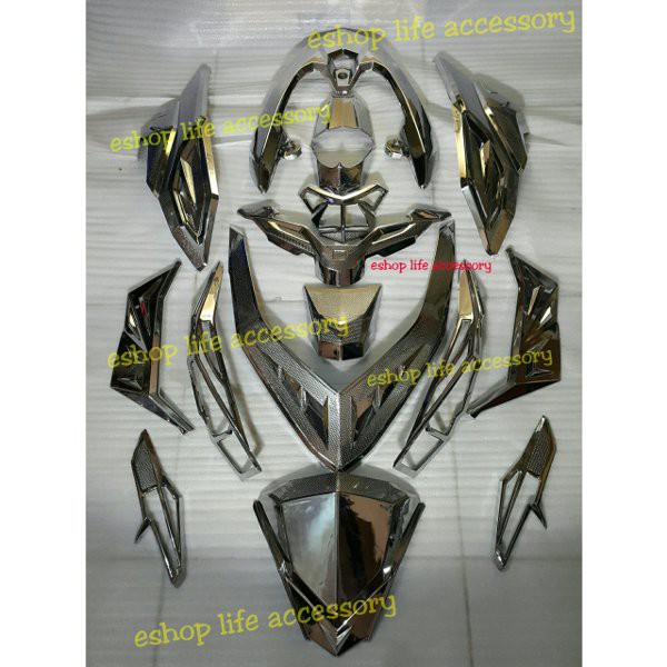 TERLARIS Full set Aksesoris cover body garnish Chrome/crome vario 150 Cvt/Behel/Visor/spakbor