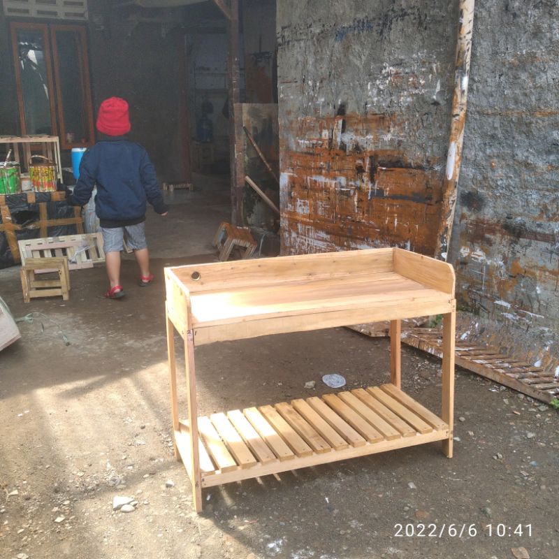 MEJA KOMPOR KAYU RAK SERBAGUNA MINIMALIS 80X35X80