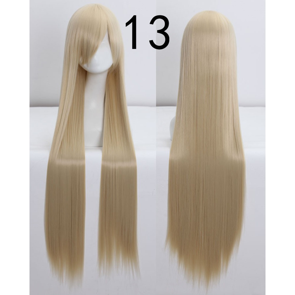 099 NATURAL wig base 100 cm lurus wanita cosplay rambut palsu daily lolita hitam putih abu ash brown