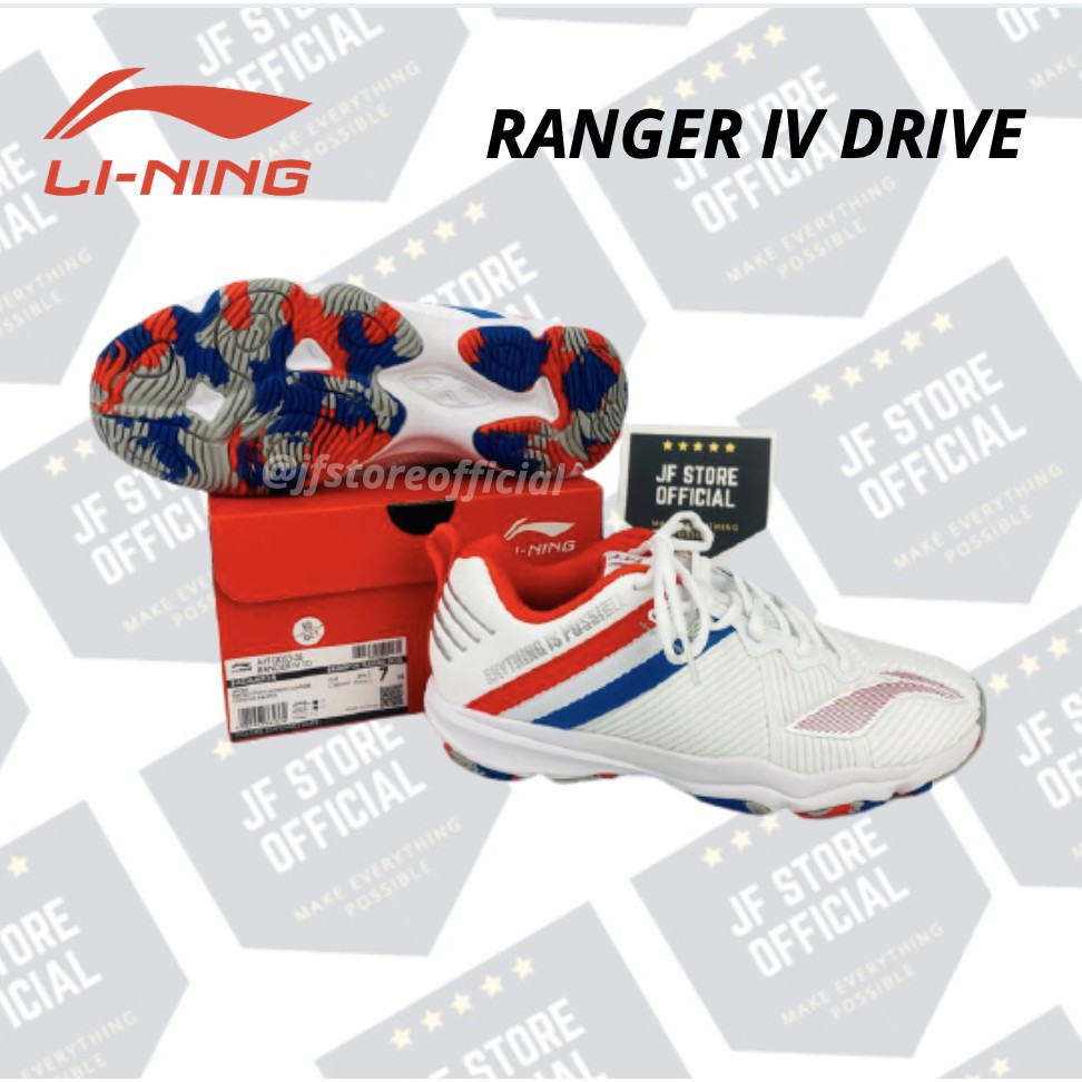 sepatu badminton lining ranger iv td drive standart white ukuran 39-44