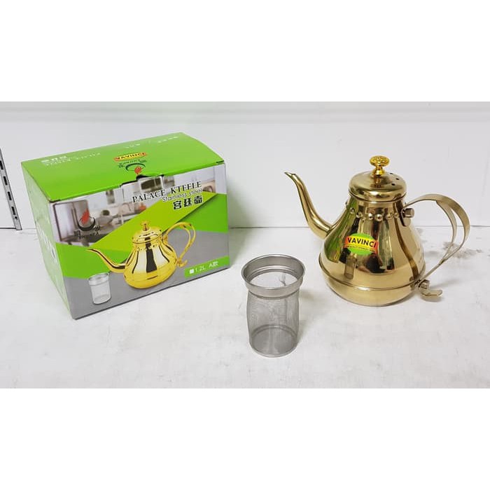 Tea Pot Kettle Vavinci Gold / Teko Teh Dengan Saringan