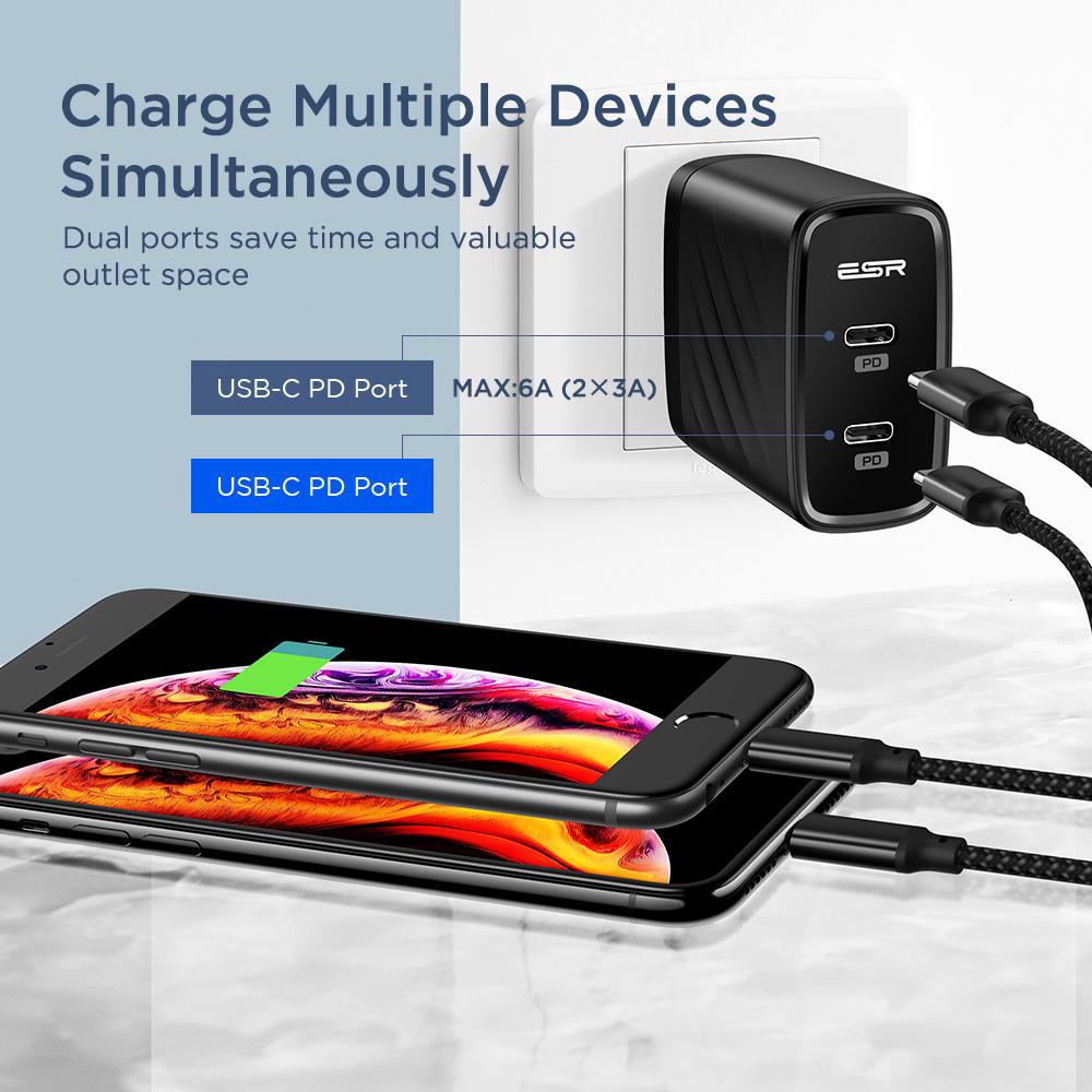 ESR Charger Dinding Dual Port 36W Untuk iPhone x / XR