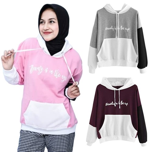 sweater hoodie wanita shopee