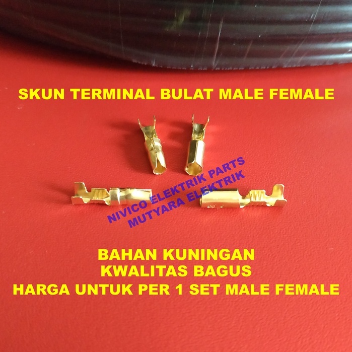 Skun Bulat Set Male Female/ Skun Bulat 1 Set Female Male/Skun Kabel Connector Bulat/Skun Kabel motor
