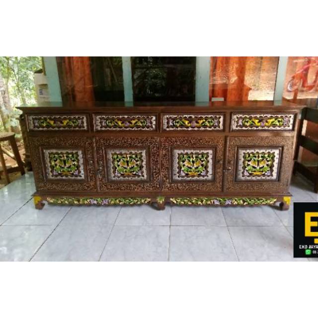 Bufet Tv Ukir Palembang Meja Tv Ukuran 200 Cm Furniture Mebel MURAH LARIS SHOPEE
