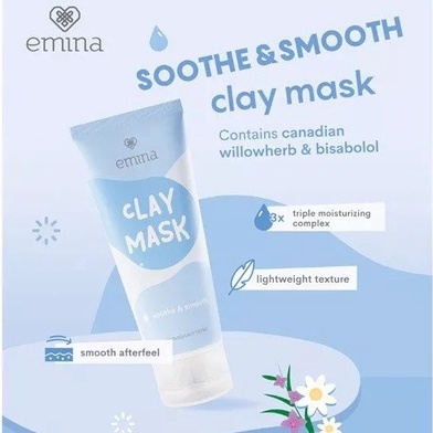 EMINA CLAY MASK SOOTHE AND SMOOTH 60ML / CLAY ,MASK EMINA BIRU SOOTHE AND SMOOTH