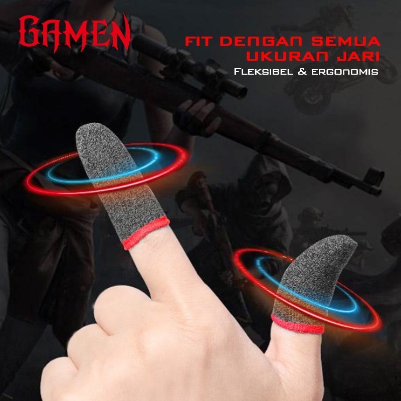 GAMEN GFS01 Gaming Finger Sleeve One Pair for Mobile PUBG Controller Touch Screen - Garansi 1 Tahun