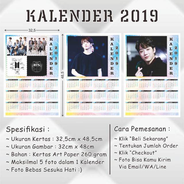 

Kalender 2019 Custom / Custom Kalender 2019 / Kalender Pribadi 2019