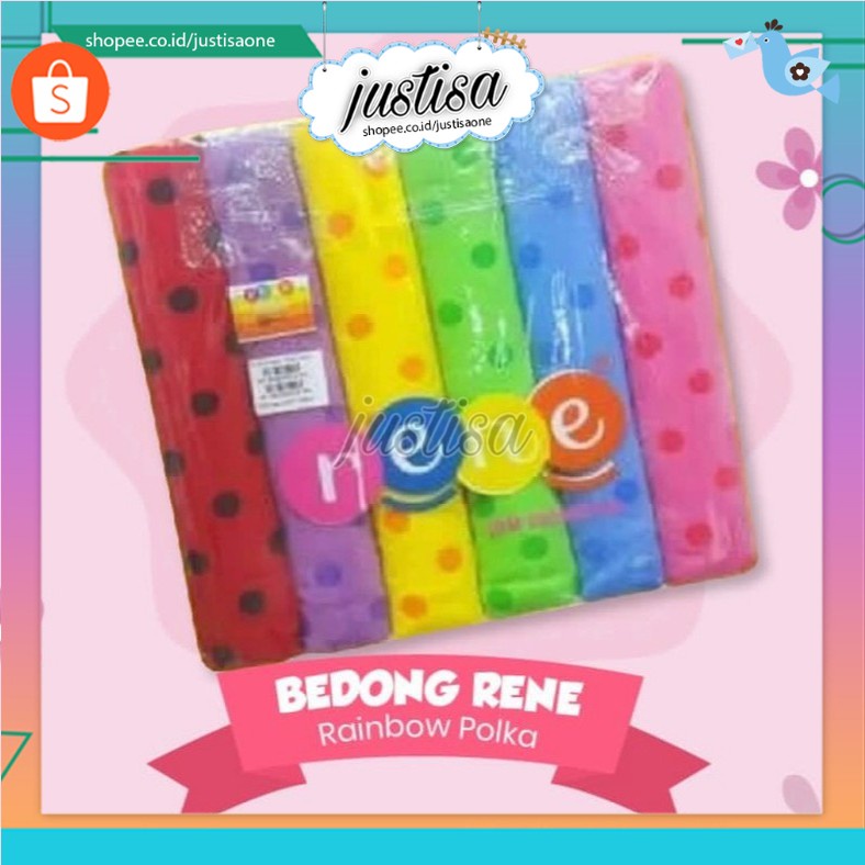 Promo !! RENE Bedong Bayi Rainbow POLKADOT- 6pcs Kain bedong bayi Lembut- bedong bayi besar ukuran 110x90cm