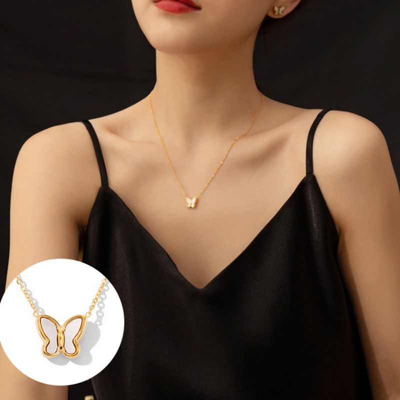 GG Kalung Single Butterfly Rantai Classic Gold