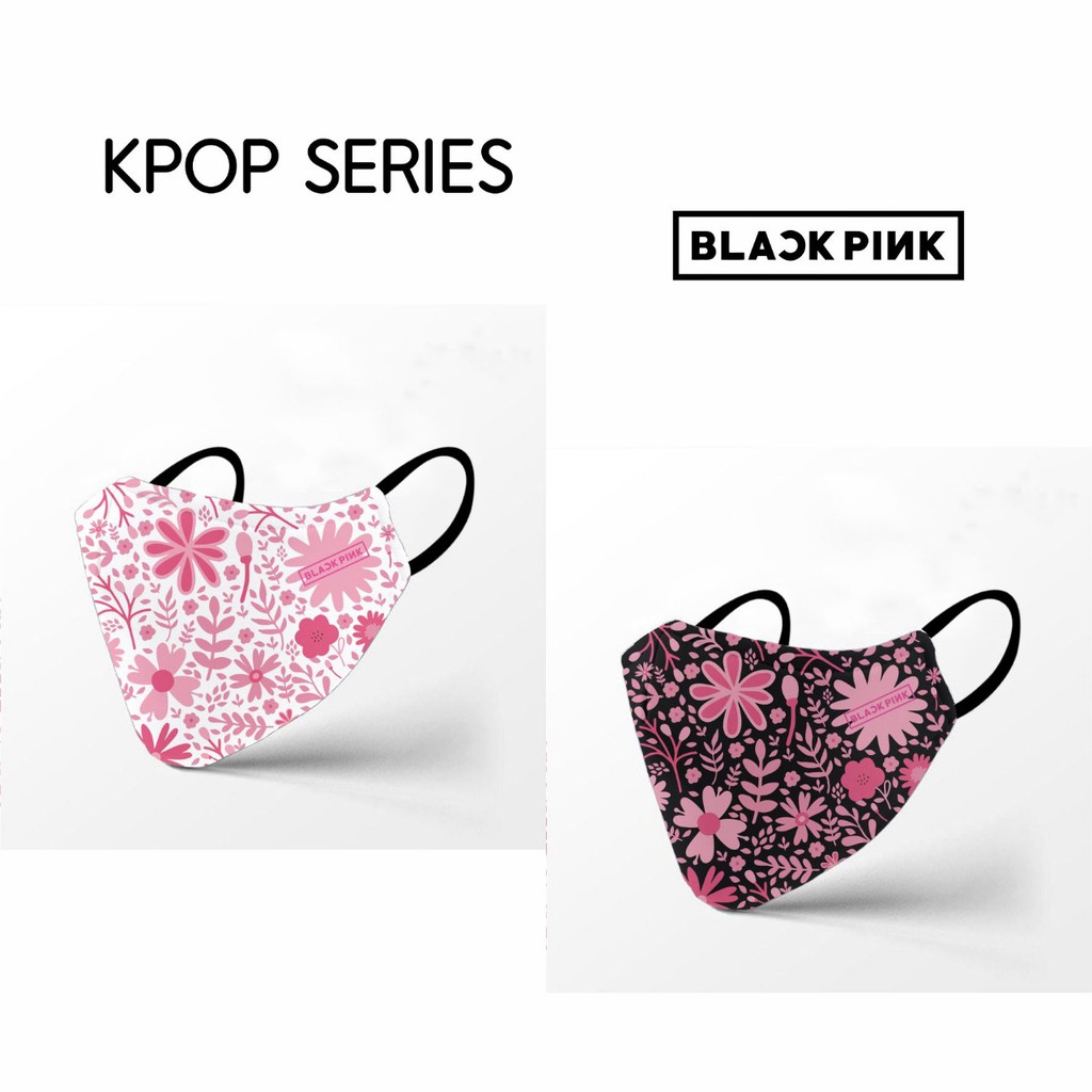 masker kain full print Kpop series Black Pink bukan duckbill hijab anak murah