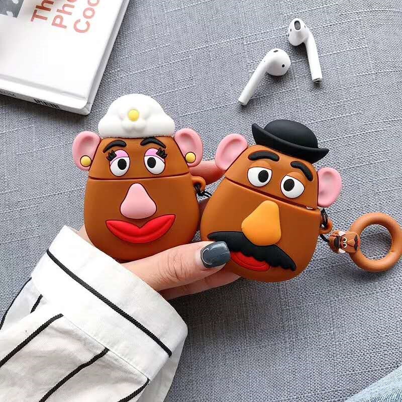 3D Cute Cartoon Potato Couple Airpods Case Silicone Protection Earphone Case