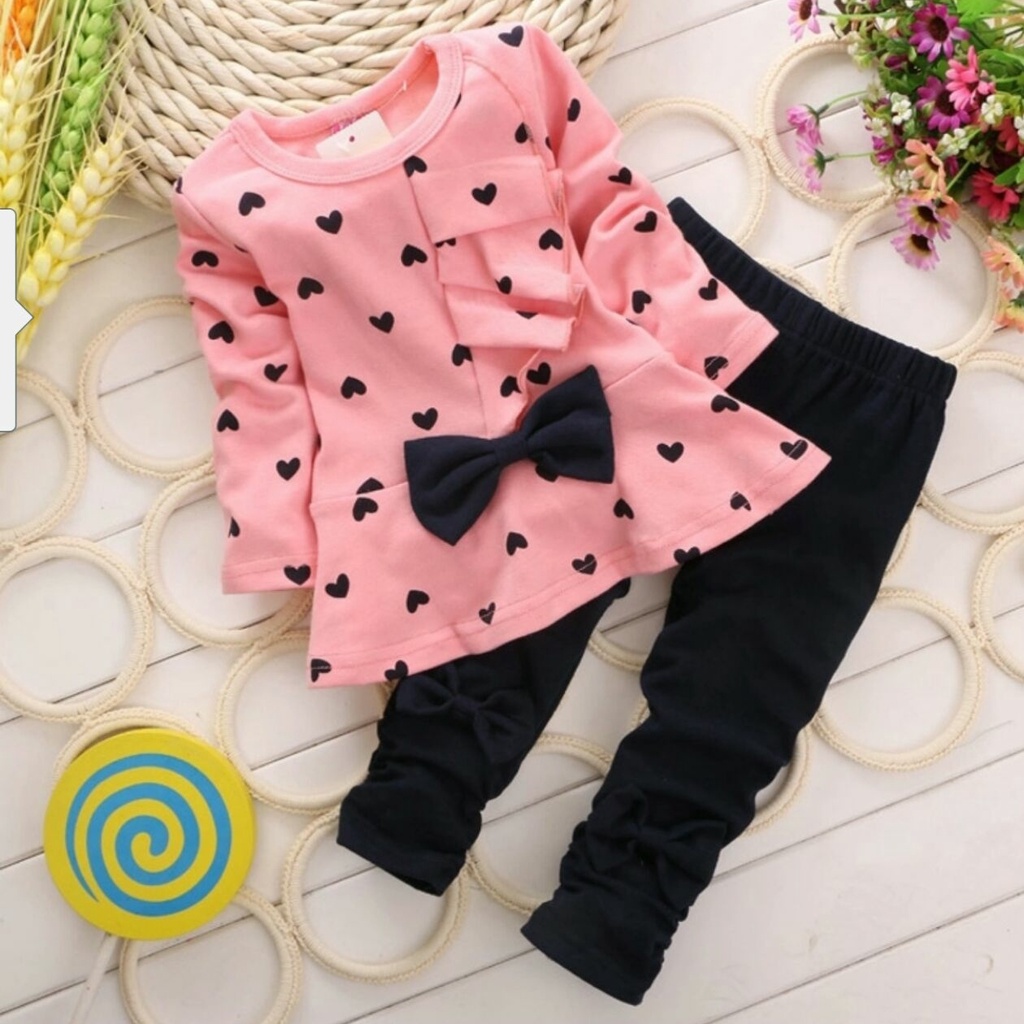 *[RXFK] Stelan Anak Perempuan / Setelan Kitlie Love / Stelan Lucu Anak / Set Anak Terbaru